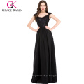 Grace Karin Ladies Vestidos para ocasiões especiais sem mangas Long Black Lace Evening Dresses CL6127